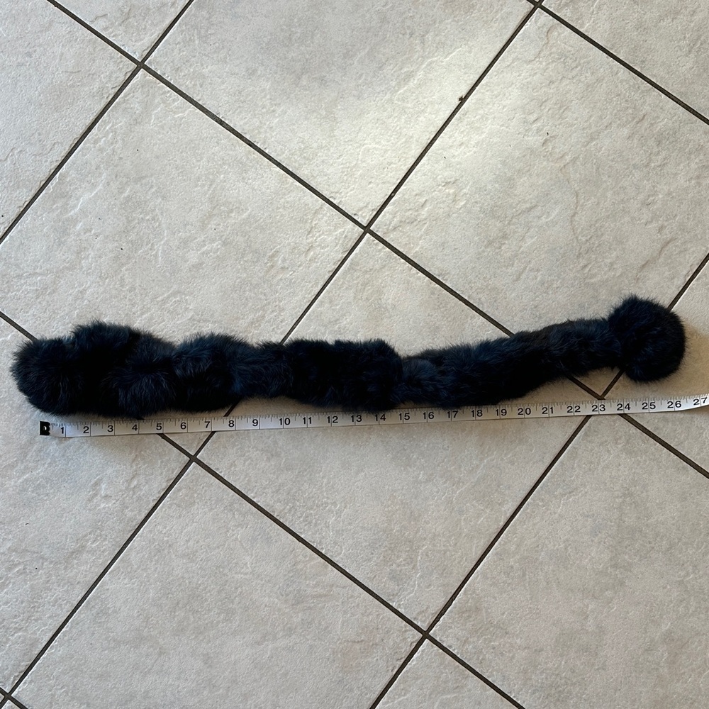 Blue Rabbit Pom Pom Fur Scarf - Picture 5 of 5
